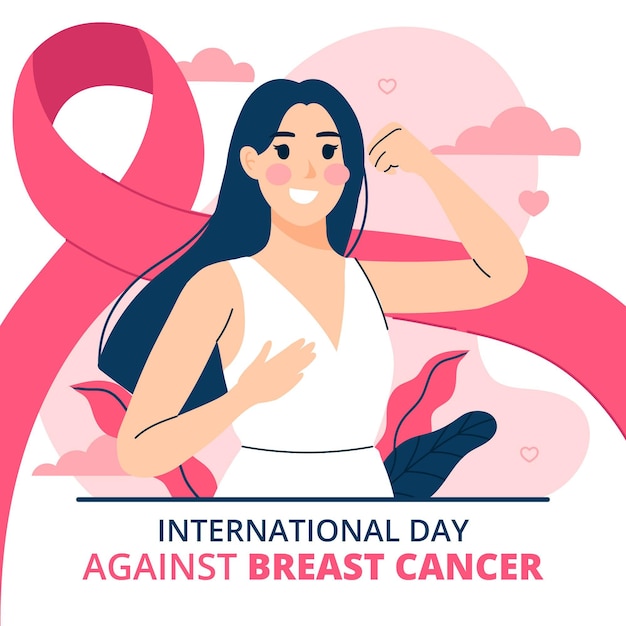 Hand drawn flat international day against breast cancer illustration