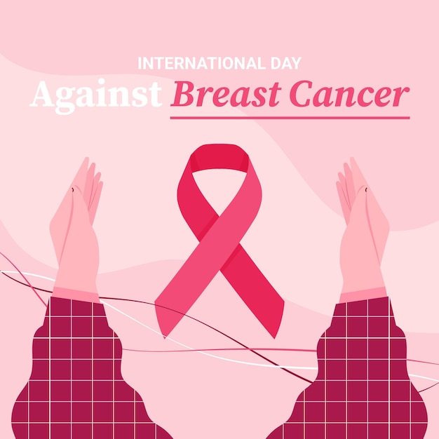 Hand drawn flat international day against breast cancer illustration