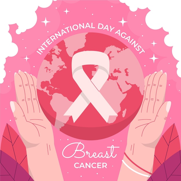 Hand drawn flat international day against breast cancer illustration