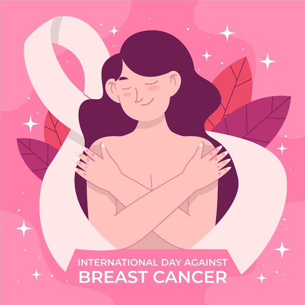 Hand drawn flat international day against breast cancer illustration