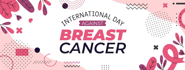 Hand drawn flat international day against breast cancer social media cover template