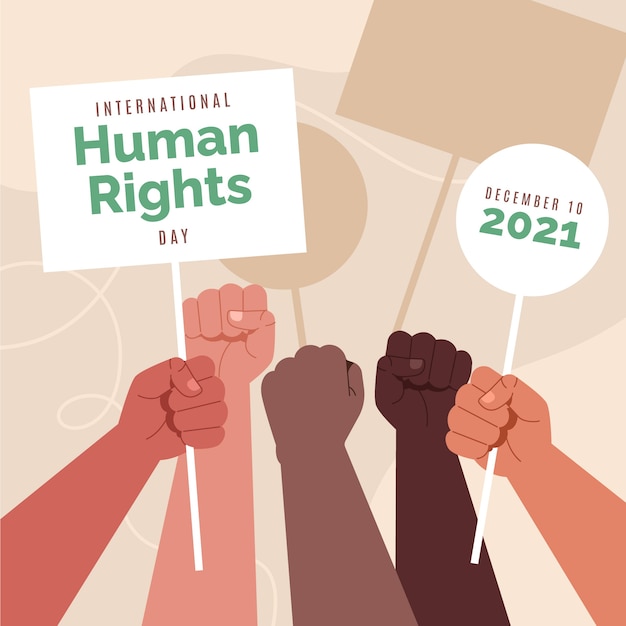 Vector hand drawn flat international human rights day illustration