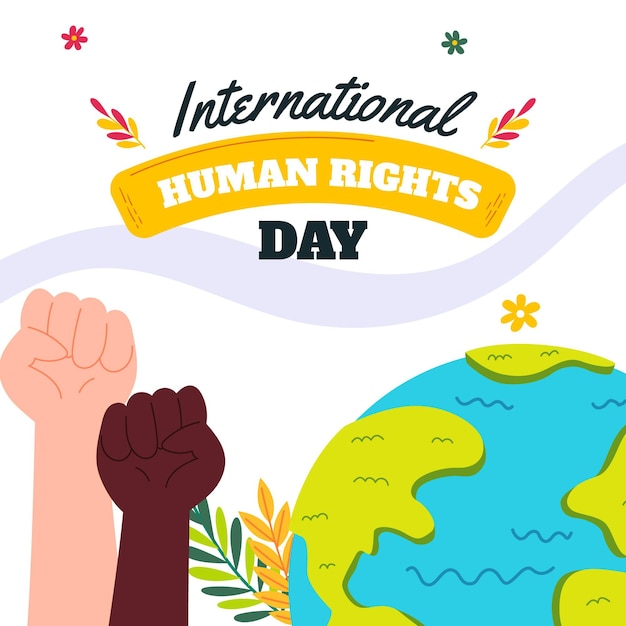 Hand drawn flat international human rights day illustration