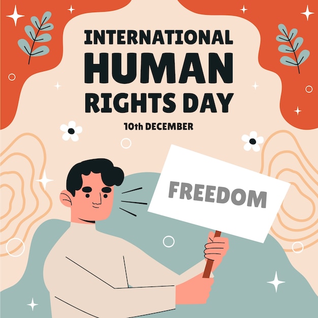 Vector hand drawn flat international human rights day illustration