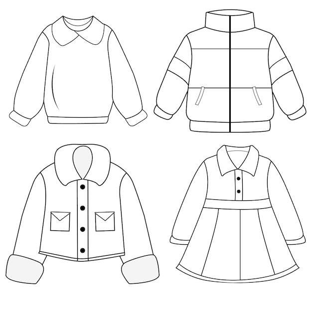 Hand drawn flat kids casual sweater clothes vector design