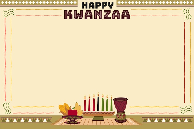 Hand drawn flat kwanzaa background