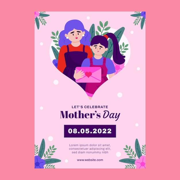 Hand drawn flat mother's day poster