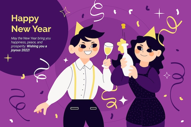 Hand drawn flat new year background