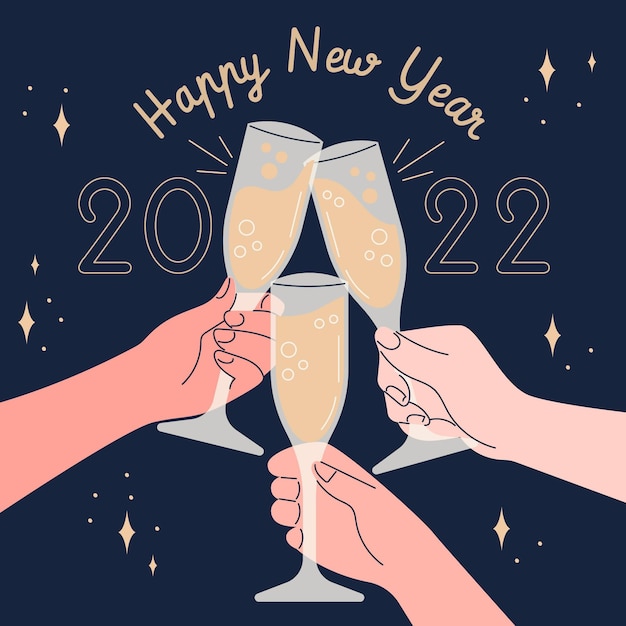 Hand drawn flat new year illustration