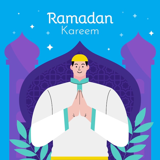 Hand drawn flat ramadan illustration