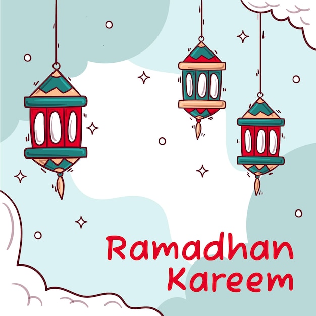 Hand Drawn Flat Ramadhan Illustration Template