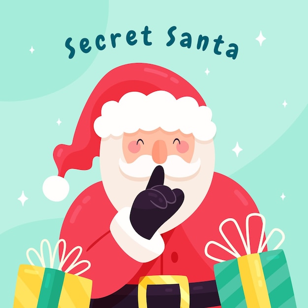 Hand drawn flat secret santa illustration