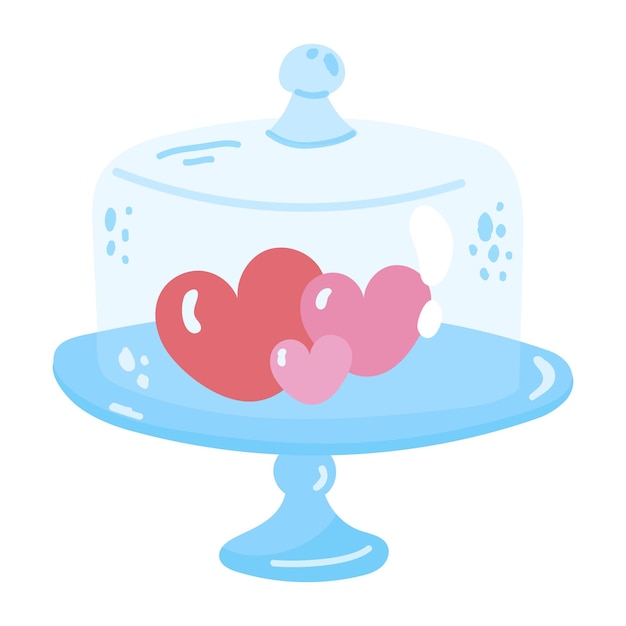 A hand drawn flat sticker of heart candies