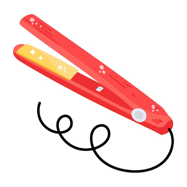 A hand drawn flat sticker of straightener