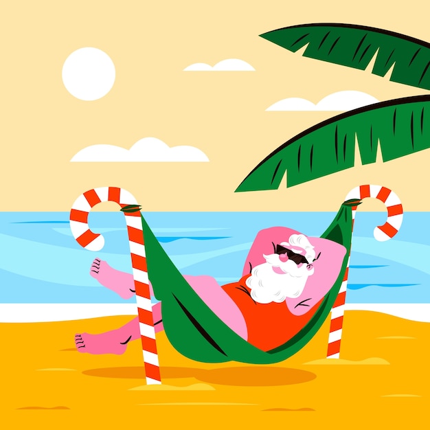 Hand drawn flat summer christmas illustration