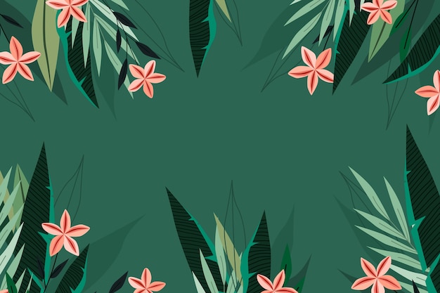 Hand drawn flat summer tropical background