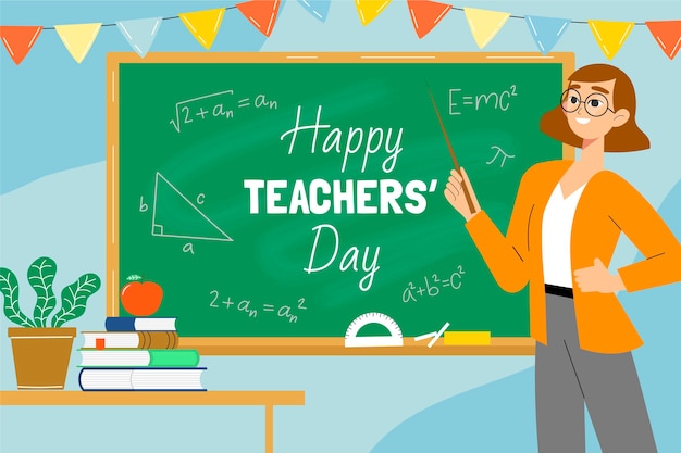 Hand drawn flat teachers' day background