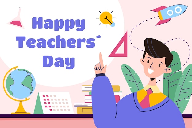 Hand drawn flat teachers' day background