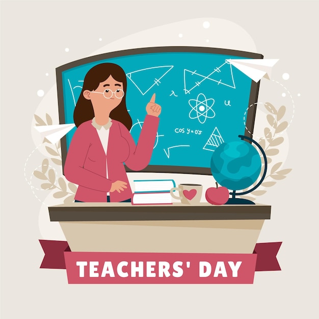 Hand drawn flat teachers' day illustration