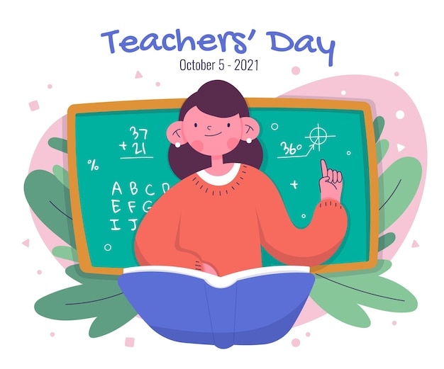 Hand drawn flat teachers' day illustration