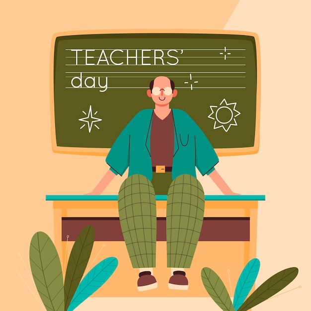 Hand drawn flat teachers' day illustration