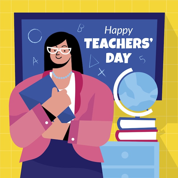 Hand drawn flat teachers' day illustration