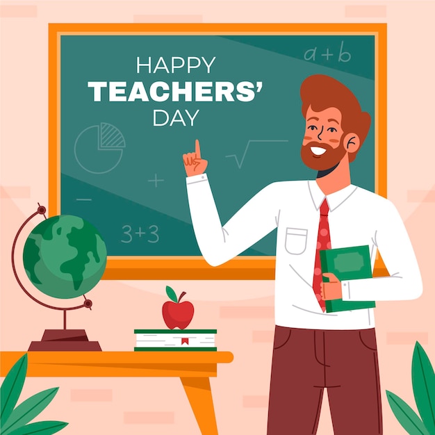 Vector hand drawn flat teachers' day illustration