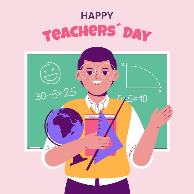 Hand drawn flat teachers' day illustration