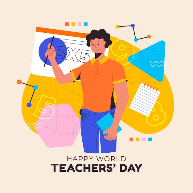 Hand drawn flat teachers' day illustration