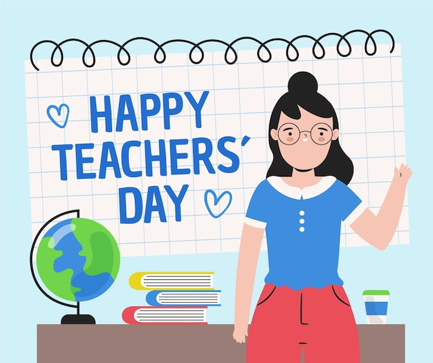 Hand drawn flat teachers' day illustration