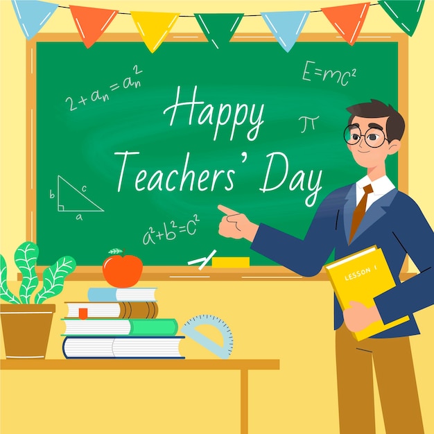 Hand drawn flat teachers' day illustration