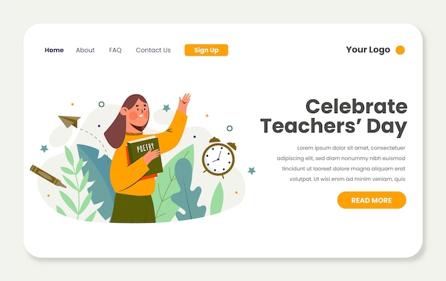 Hand drawn flat teachers' day landing page template