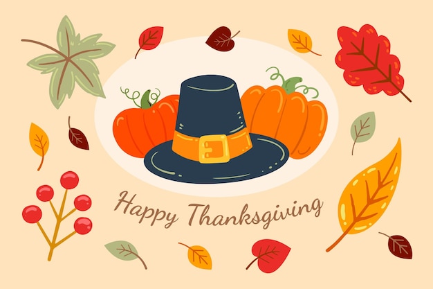 Hand drawn flat thanksgiving background