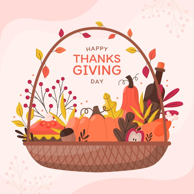 Hand drawn flat thanksgiving illustration