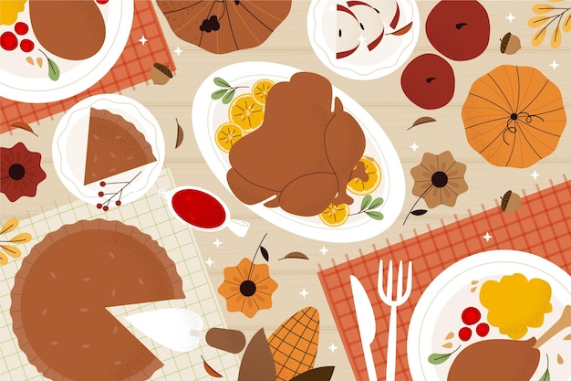 Hand drawn flat thanksgiving illustration