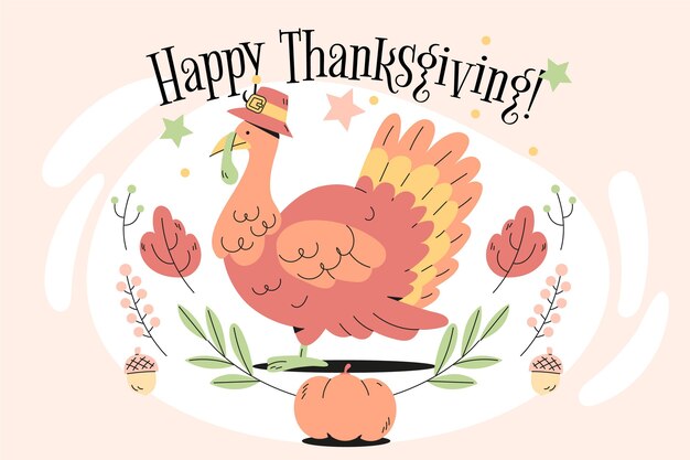 Hand drawn flat thanksgiving illustration