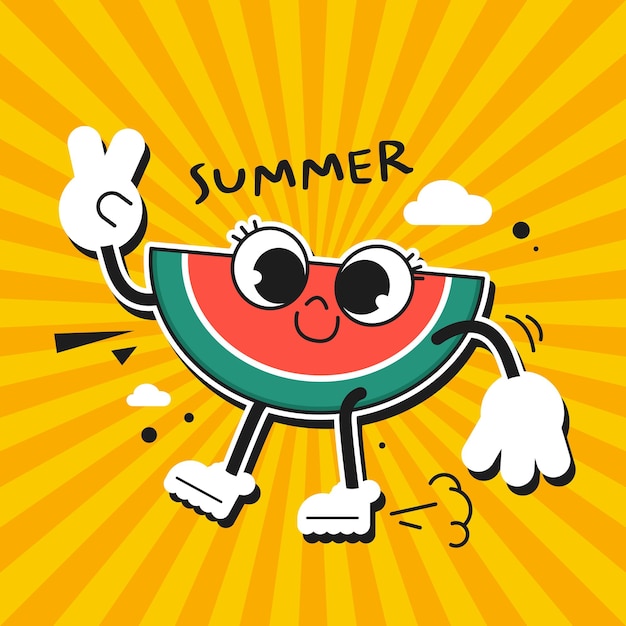 Hand drawn flat trendy cartoon elements collection  Happy summer