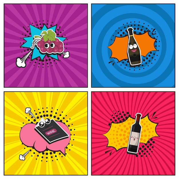 Hand drawn flat trendy cartoon elements collection Wine cellar