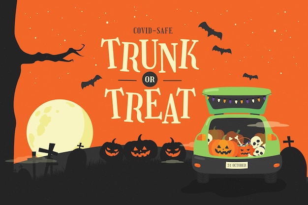 Hand drawn flat trunk or treat background