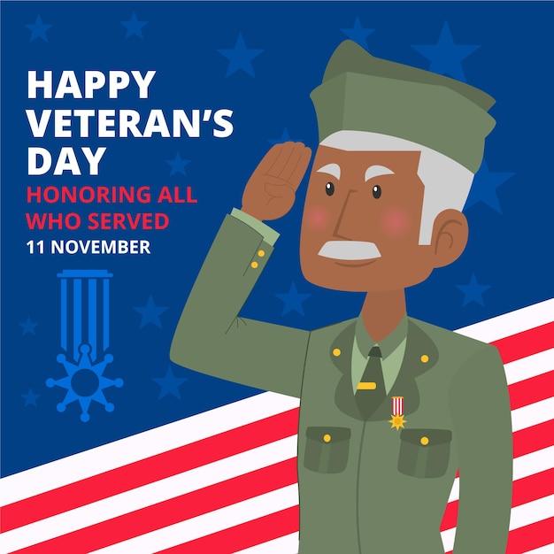 Hand drawn flat veteran's day illustration