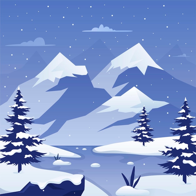 Hand drawn flat winter background