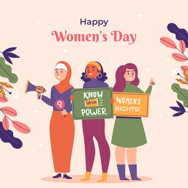 Vector hand drawn flat women's day illustration