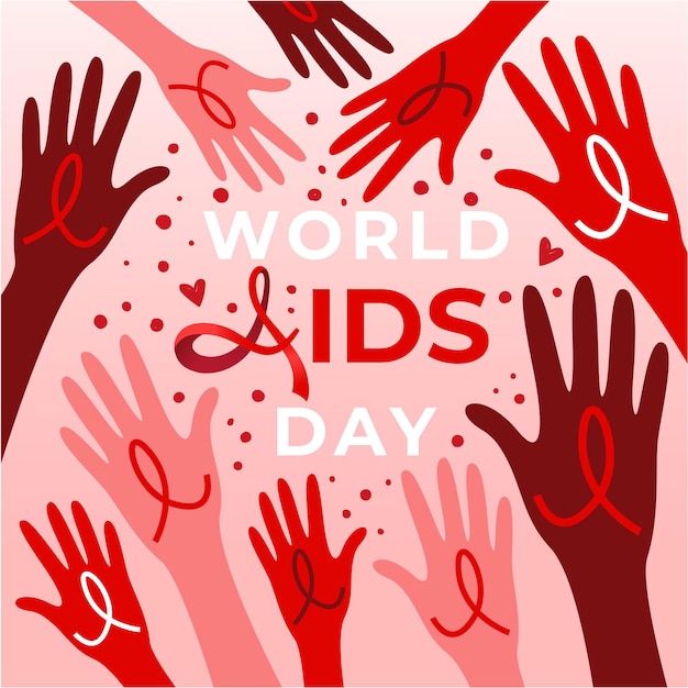 Hand drawn flat world aids day illustration