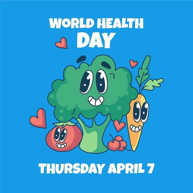 Hand drawn flat world health day illustration