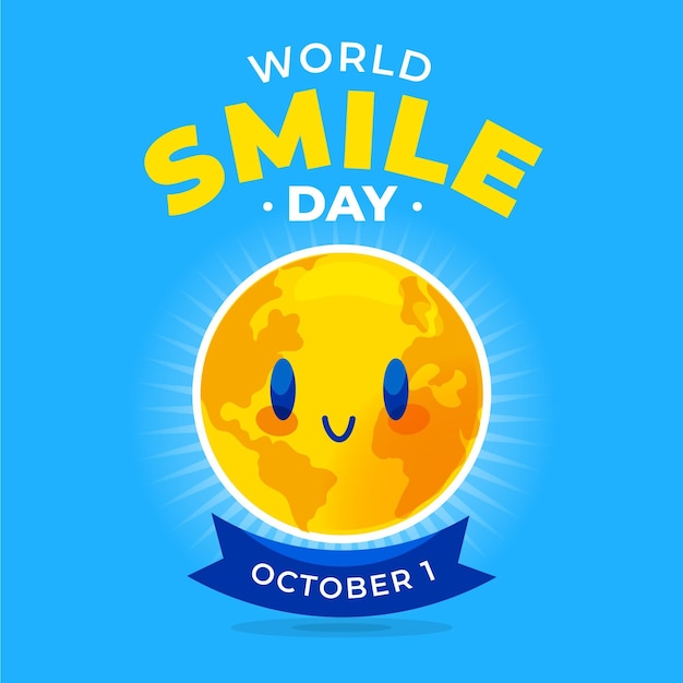 Hand drawn flat world smile day illustration