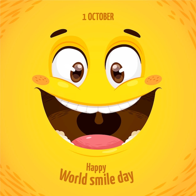 Hand drawn flat world smile day illustration