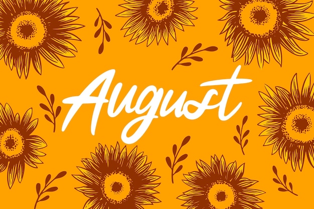 Hand drawn floral august lettering