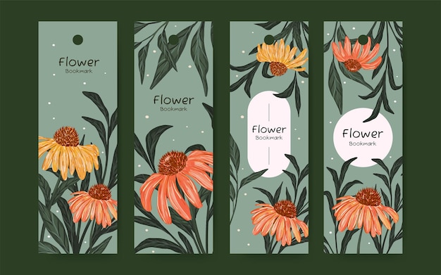 Hand drawn floral bookmark design