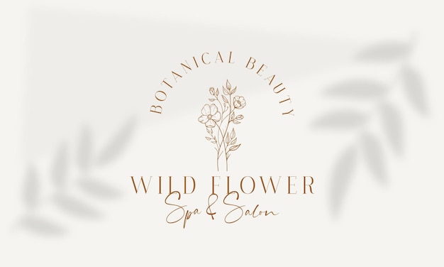 Hand drawn floral botanical feminine logo collection for beauty, natural, organic Premium vector