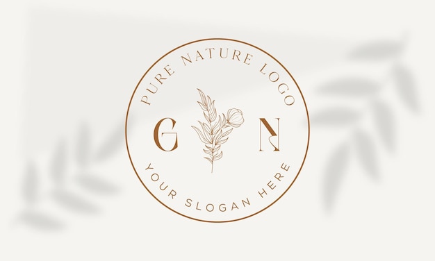 Hand drawn floral botanical feminine logo collection for beauty, natural, organic Premium vector